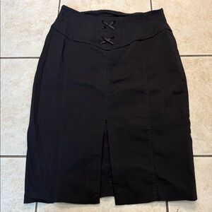 Vintage Y2K Express Black Criss-Cross Tie-Up Back Pencil Skirt✨